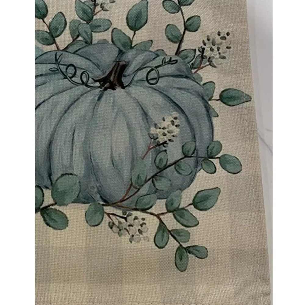 Pumpkin Table Runner Decorative Cloth Thanksgiving Decoration Blue Fall Decor